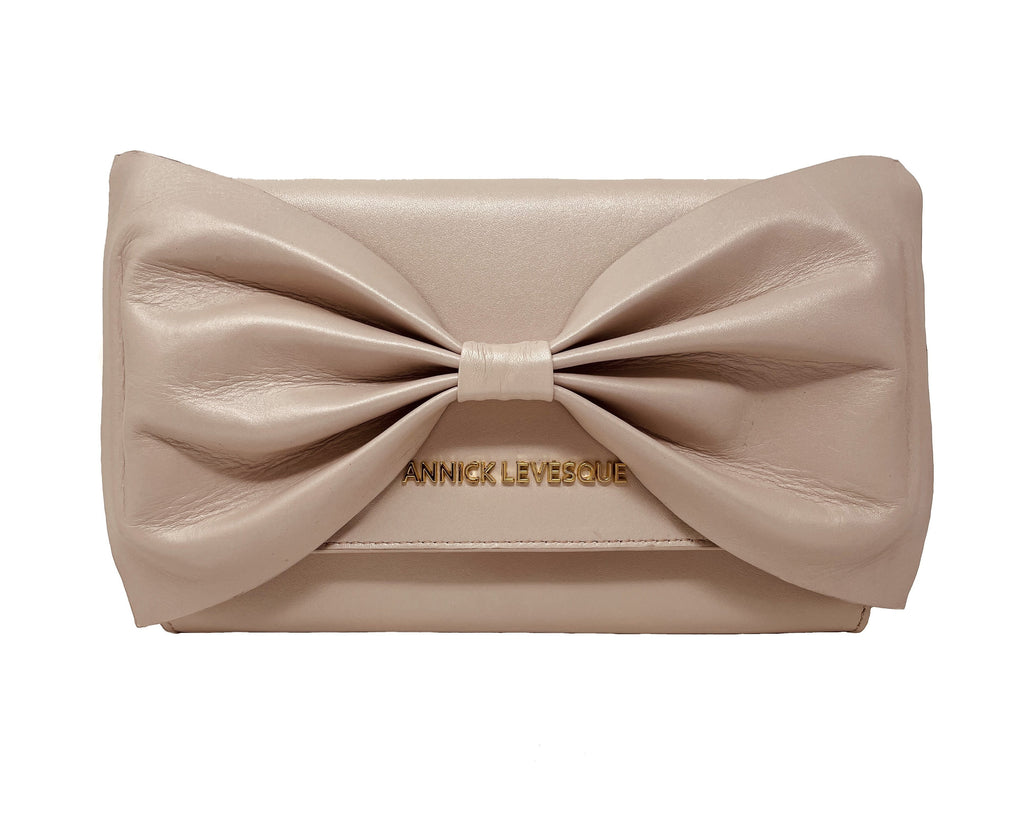 Sac à main en cuir véritable avec noeud papillon Scarlett, 3 en 1, rose blush