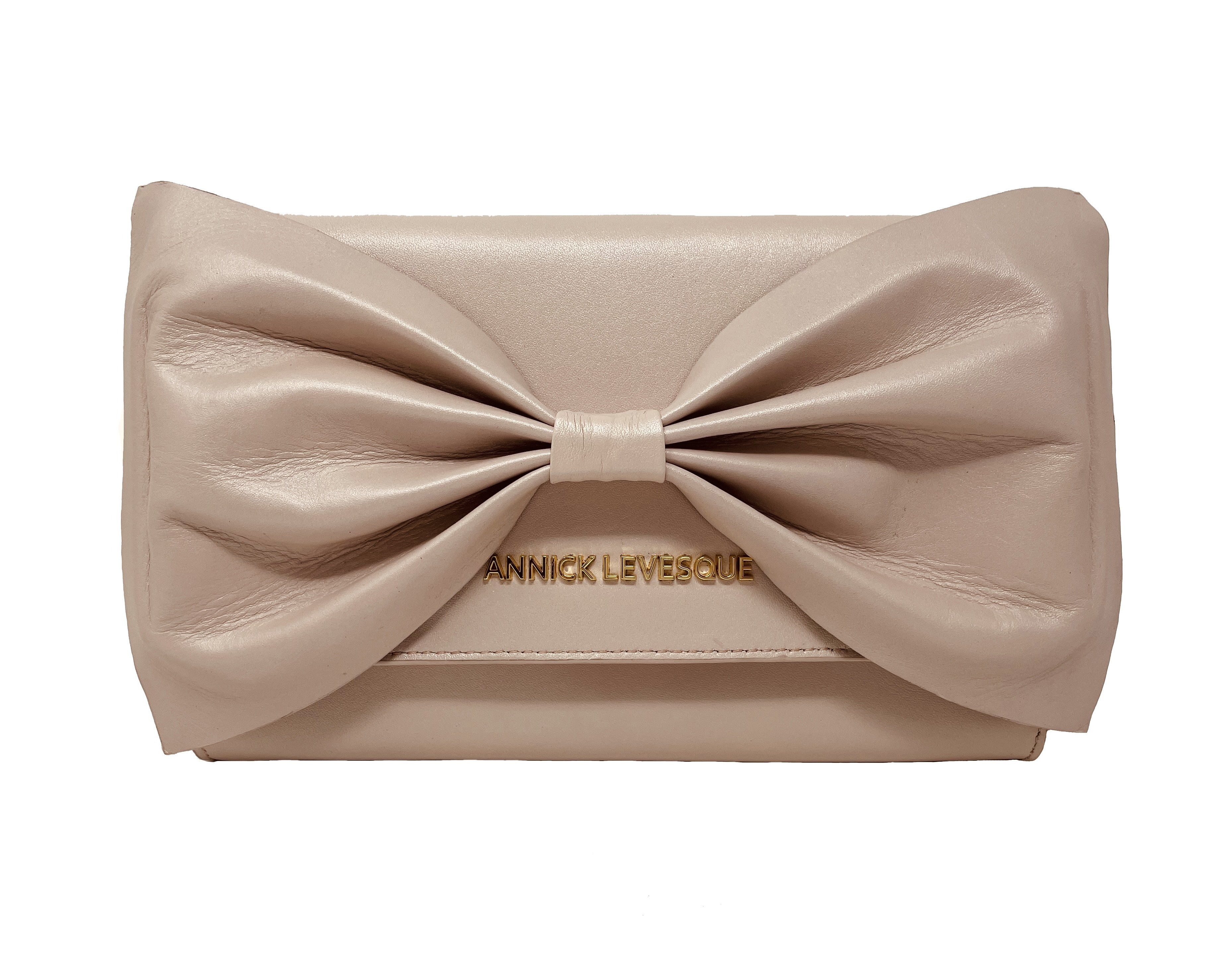 Sac à main en cuir véritable avec noeud papillon Scarlett, 3 en 1, rose blush