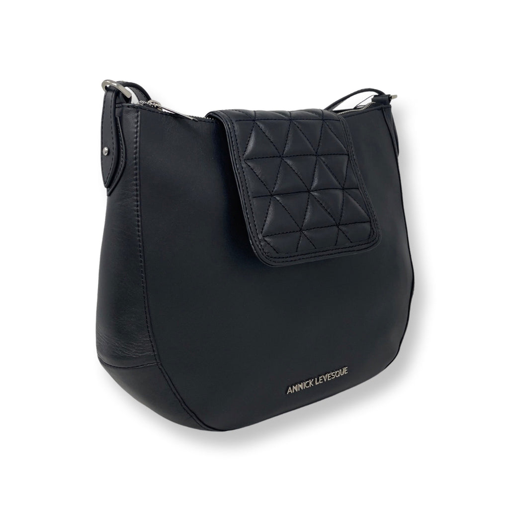 Sac à main en Cuir Noir, 2-en-1, Isabelle