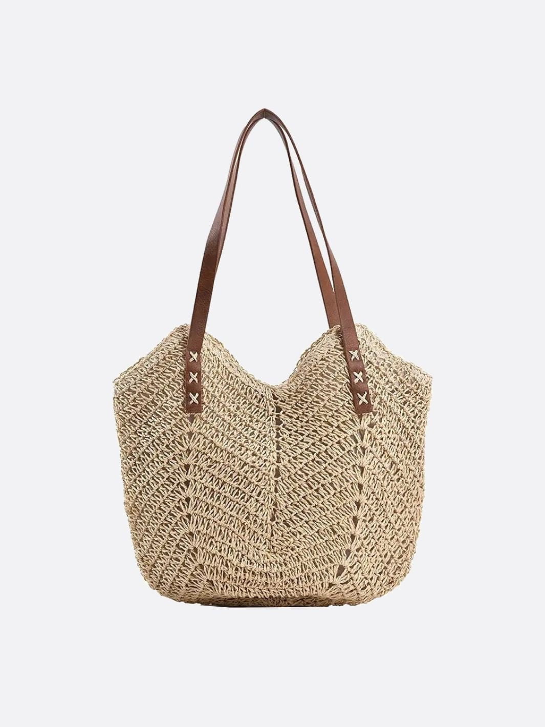 Isla Slouchy Straw Tote – Oversized Soft Woven Shoulder Bag