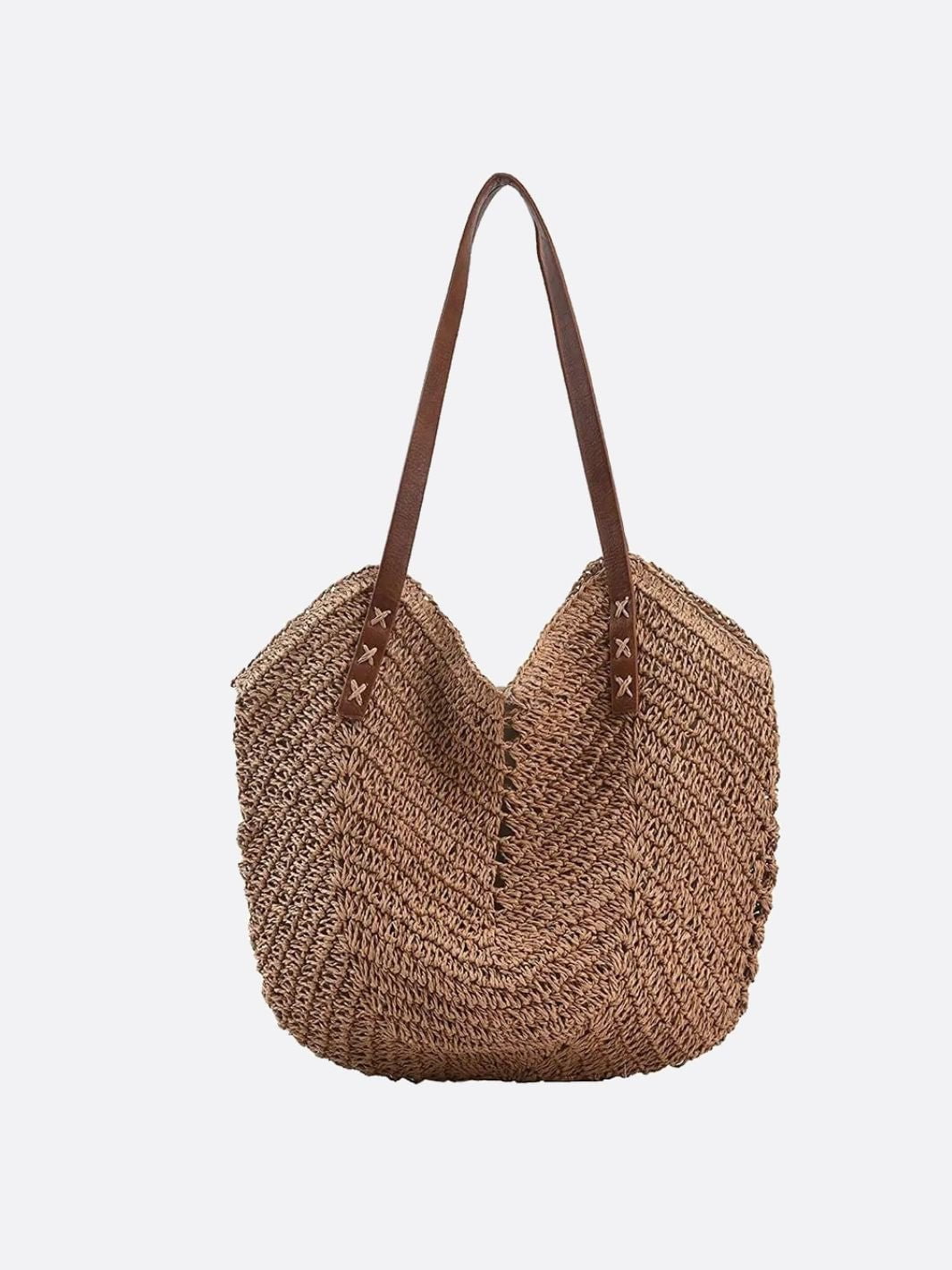 Isla Slouchy Straw Tote – Oversized Soft Woven Shoulder Bag