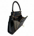 Sac à Main en Cuir Véritable Noir vernis, Chloé