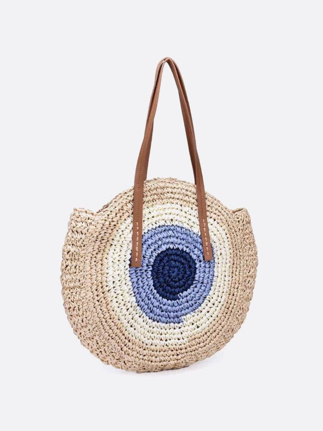 Serena Round Colorblock Straw Bag – Multicolor Circle Tote