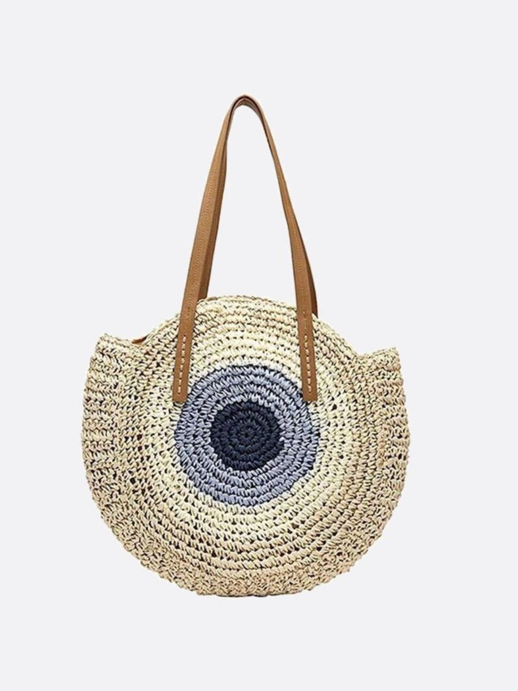 Serena Round Colorblock Straw Bag – Multicolor Circle Tote