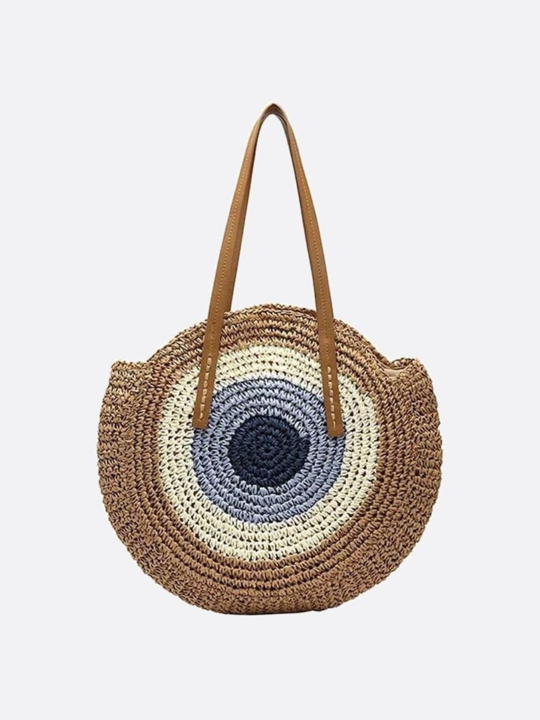 Serena Round Colorblock Straw Bag – Multicolor Circle Tote