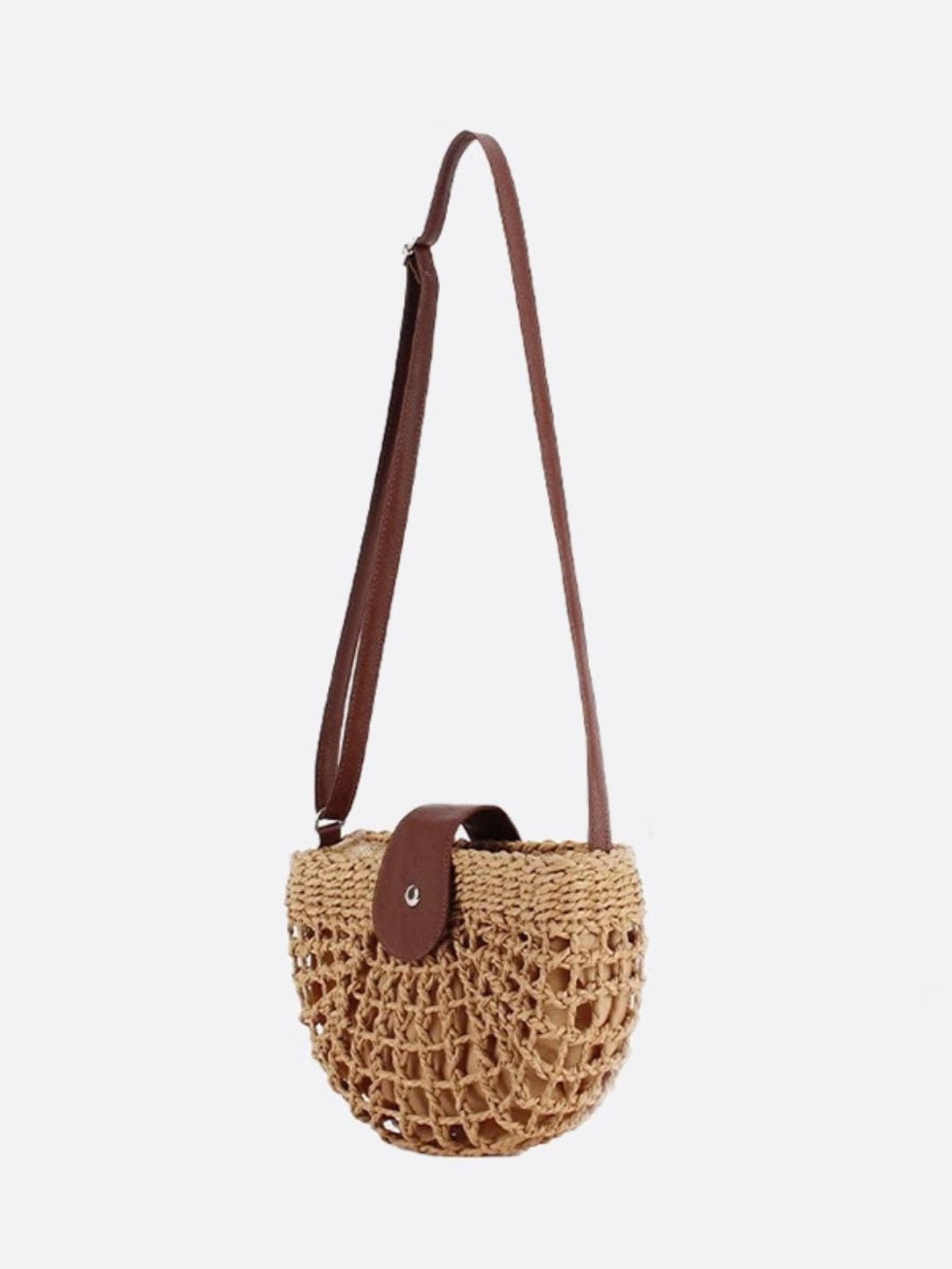 Rio Half-Moon Rope Crossbody Bag – Open-Weave Straw Bag