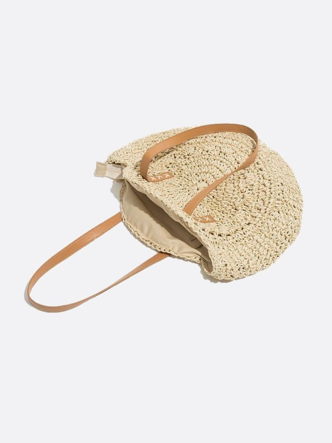 Solara Woven Straw Tote Bag – Round Crochet Beach Bag