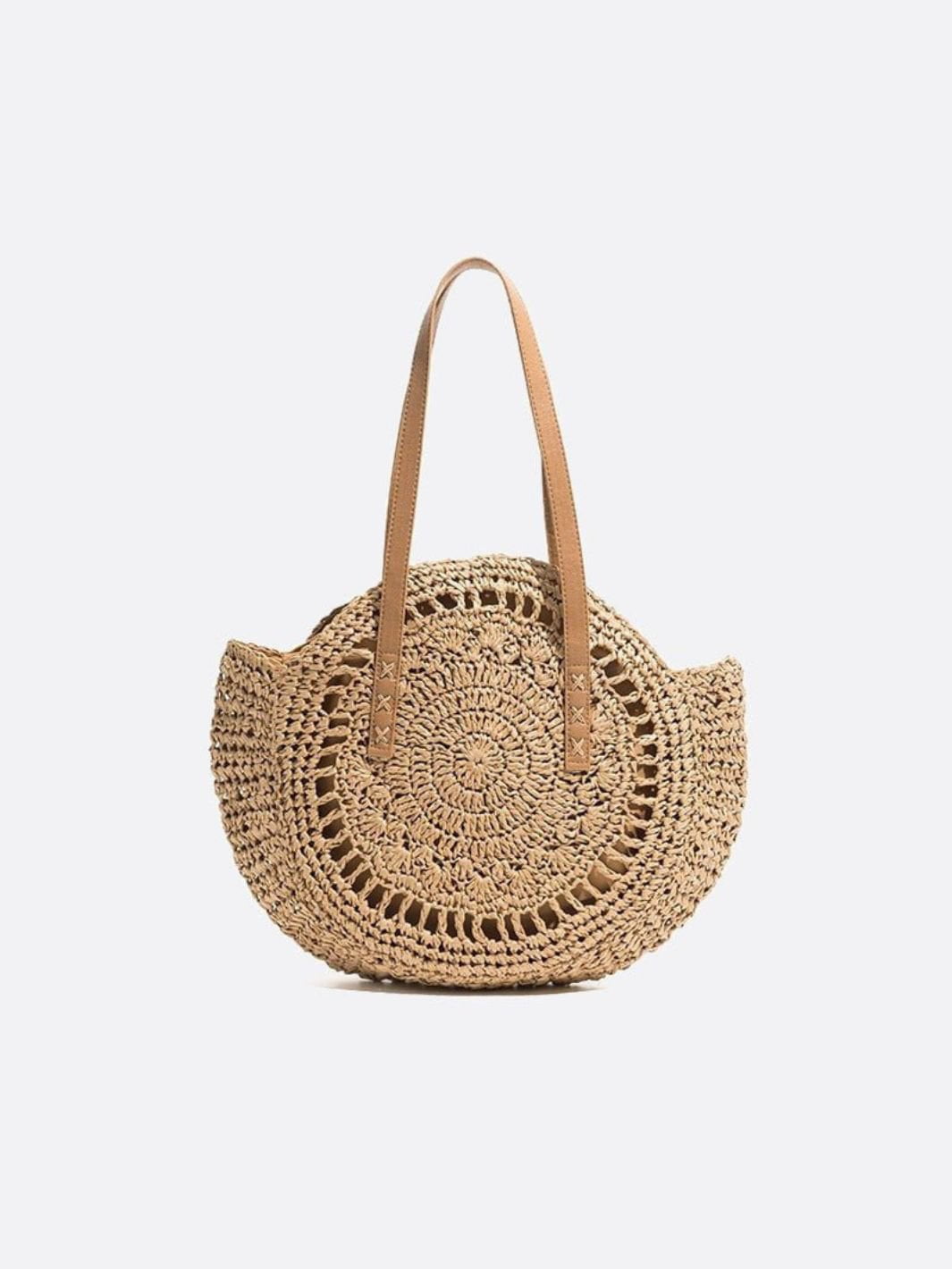 Solara Woven Straw Tote Bag – Round Crochet Beach Bag