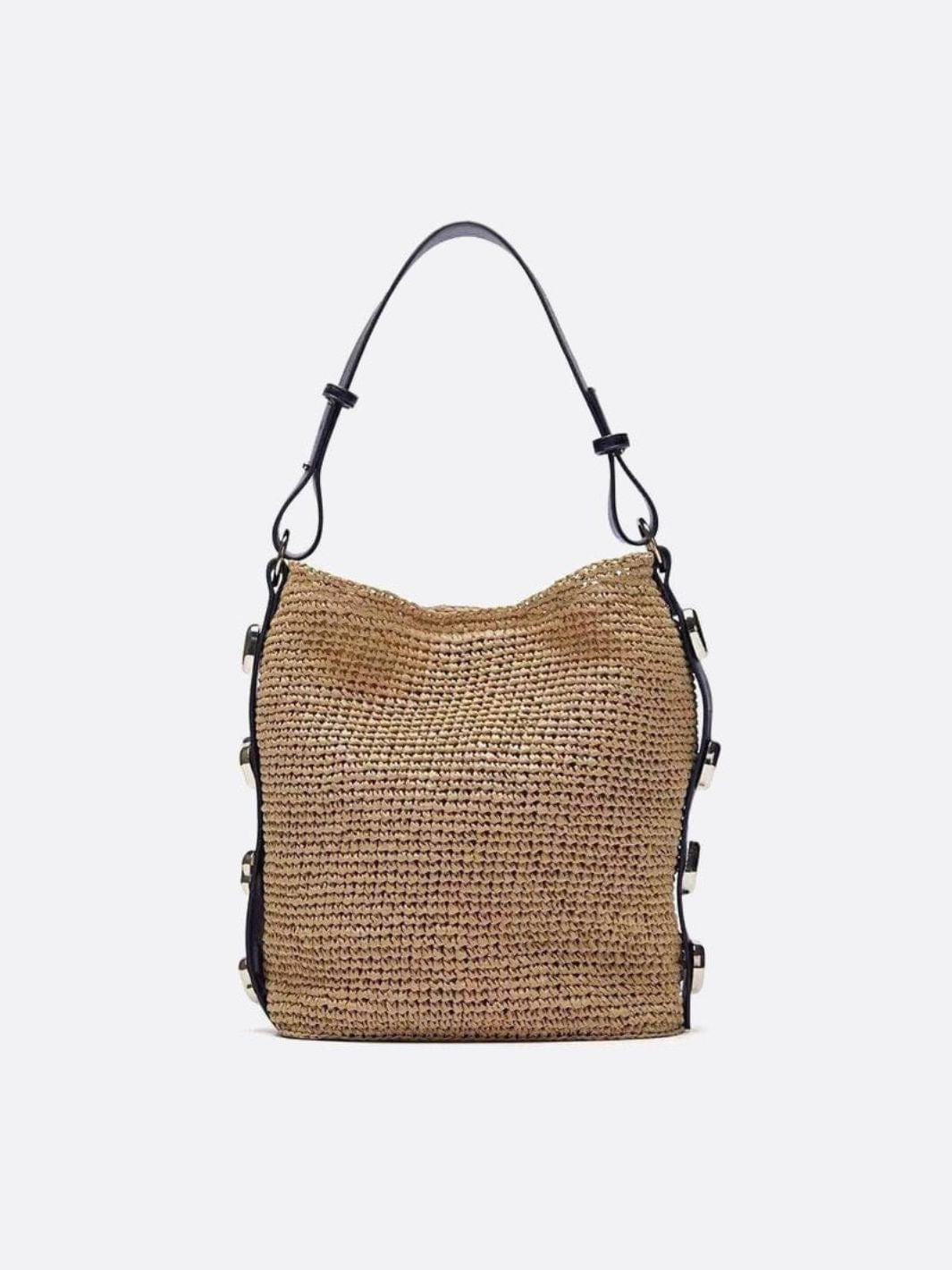 Slouchy Woven Shoulder Bag – Adjustable Strap Hobo Tote
