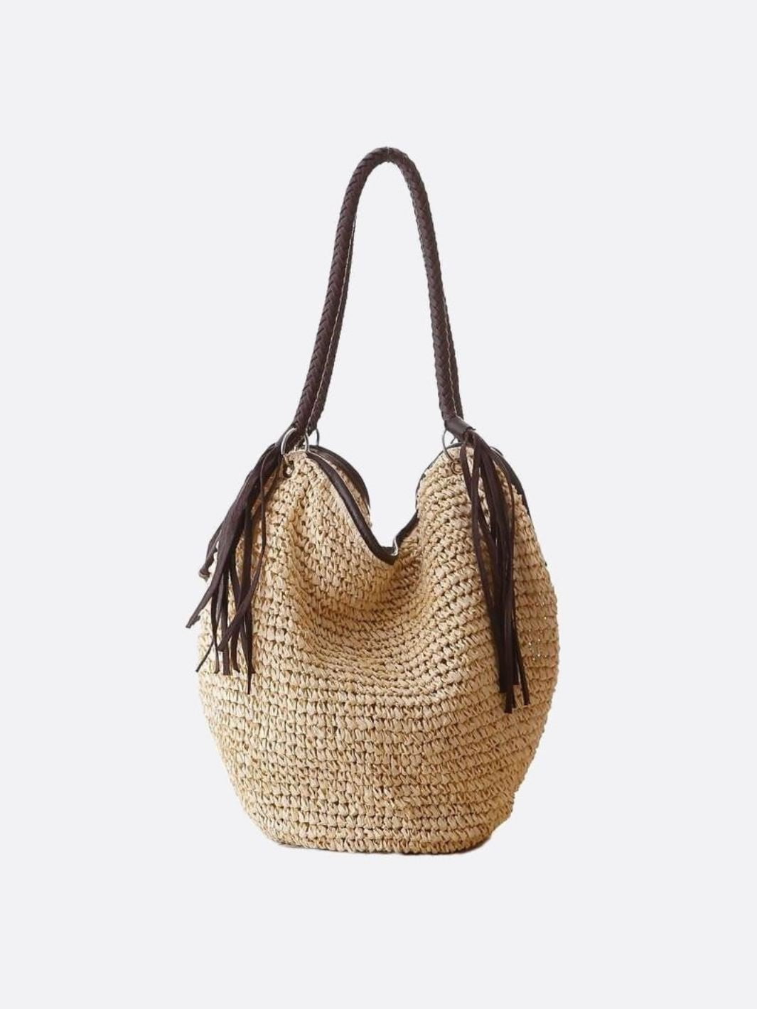 Sierra Soft Straw Shoulder Bag – Woven Hobo Tote