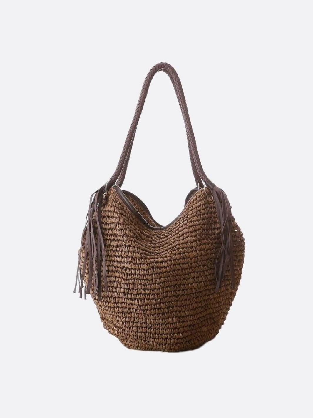 Sierra Soft Straw Shoulder Bag – Woven Hobo Tote