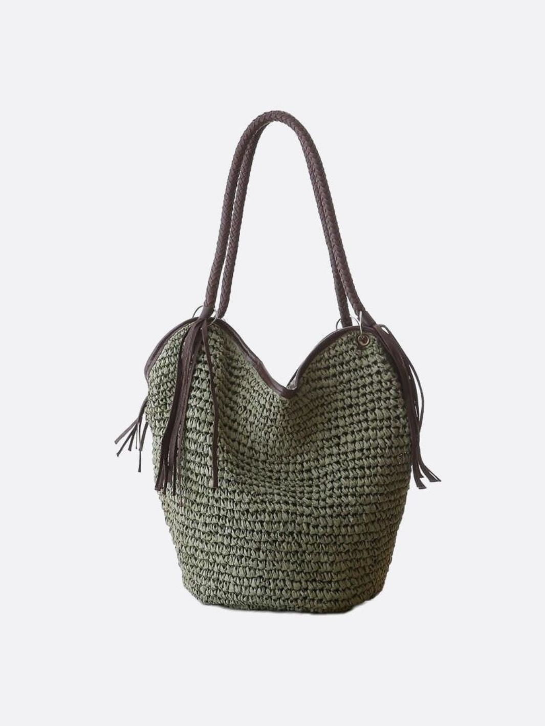 Sierra Soft Straw Shoulder Bag – Woven Hobo Tote