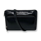 Petit sac à Bandoulière Portefeuille en Cuir Vernis Noir Patin, Carmen - PRÉCOMMANDE
