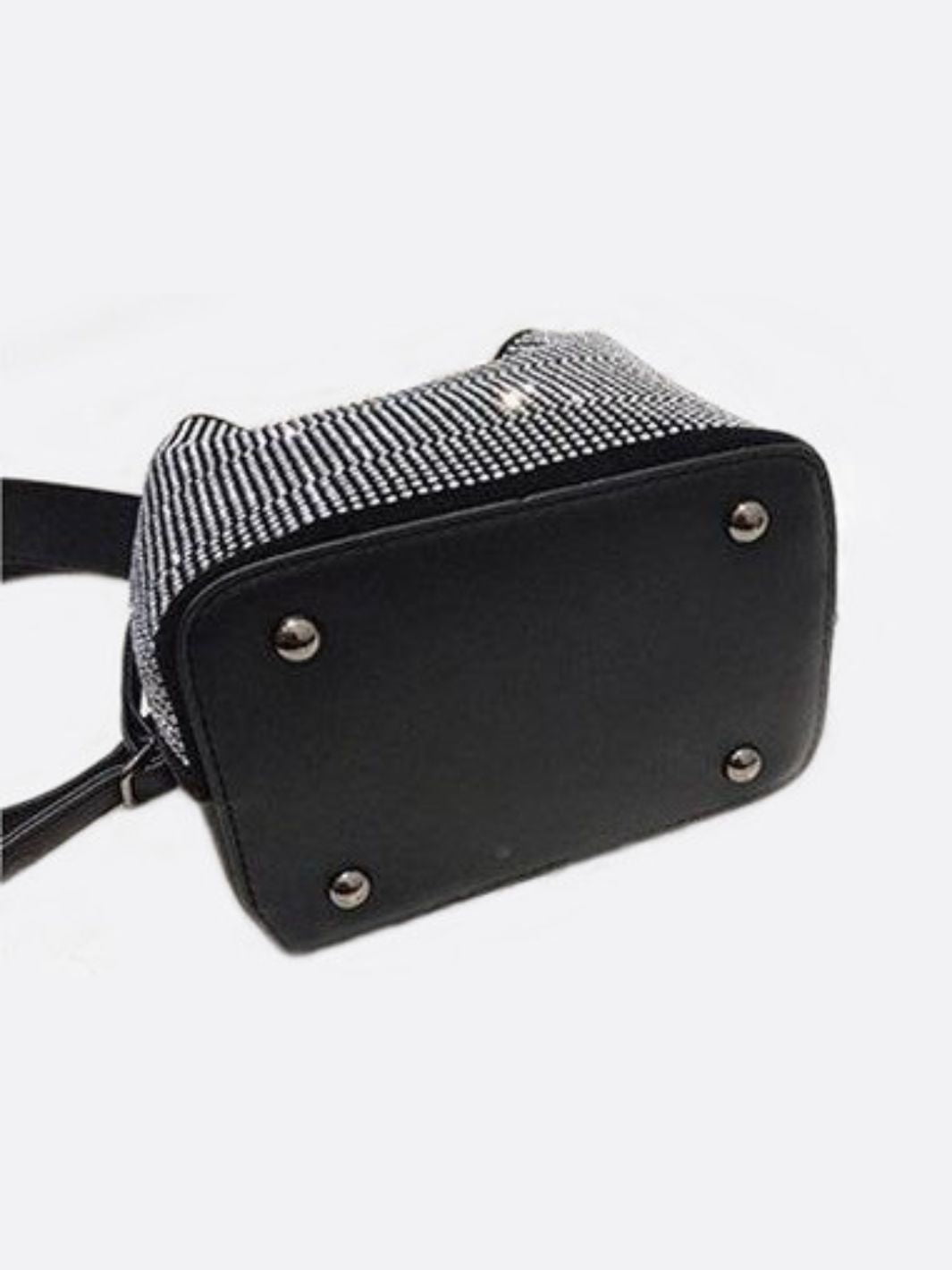 Black Rhinestone Bucket Bag – Sparkly Evening Shoulder Bag