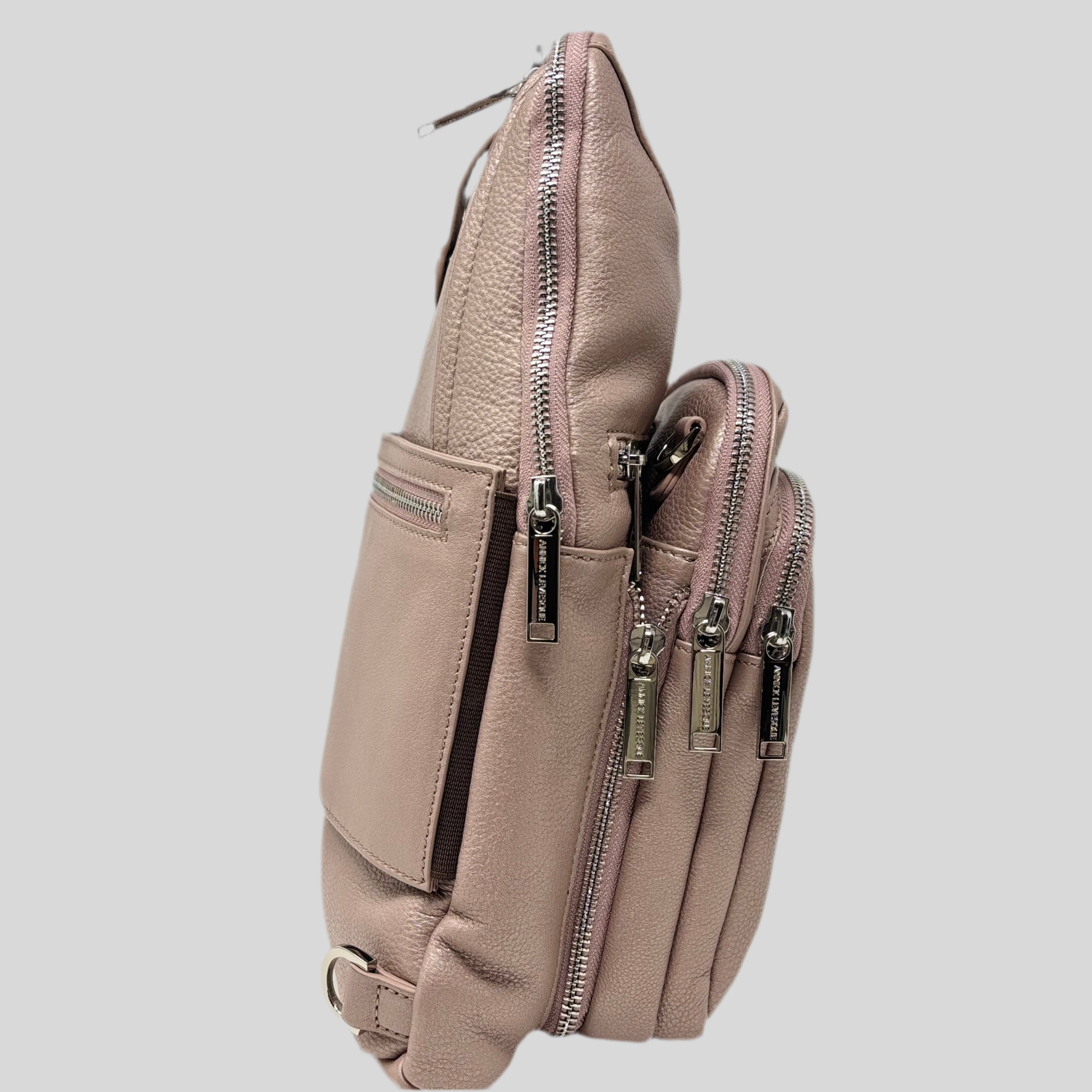 Sac bandoulière 3 en 1 Unisexe avec section pour carte RFID, Rose Platine Gabriel
