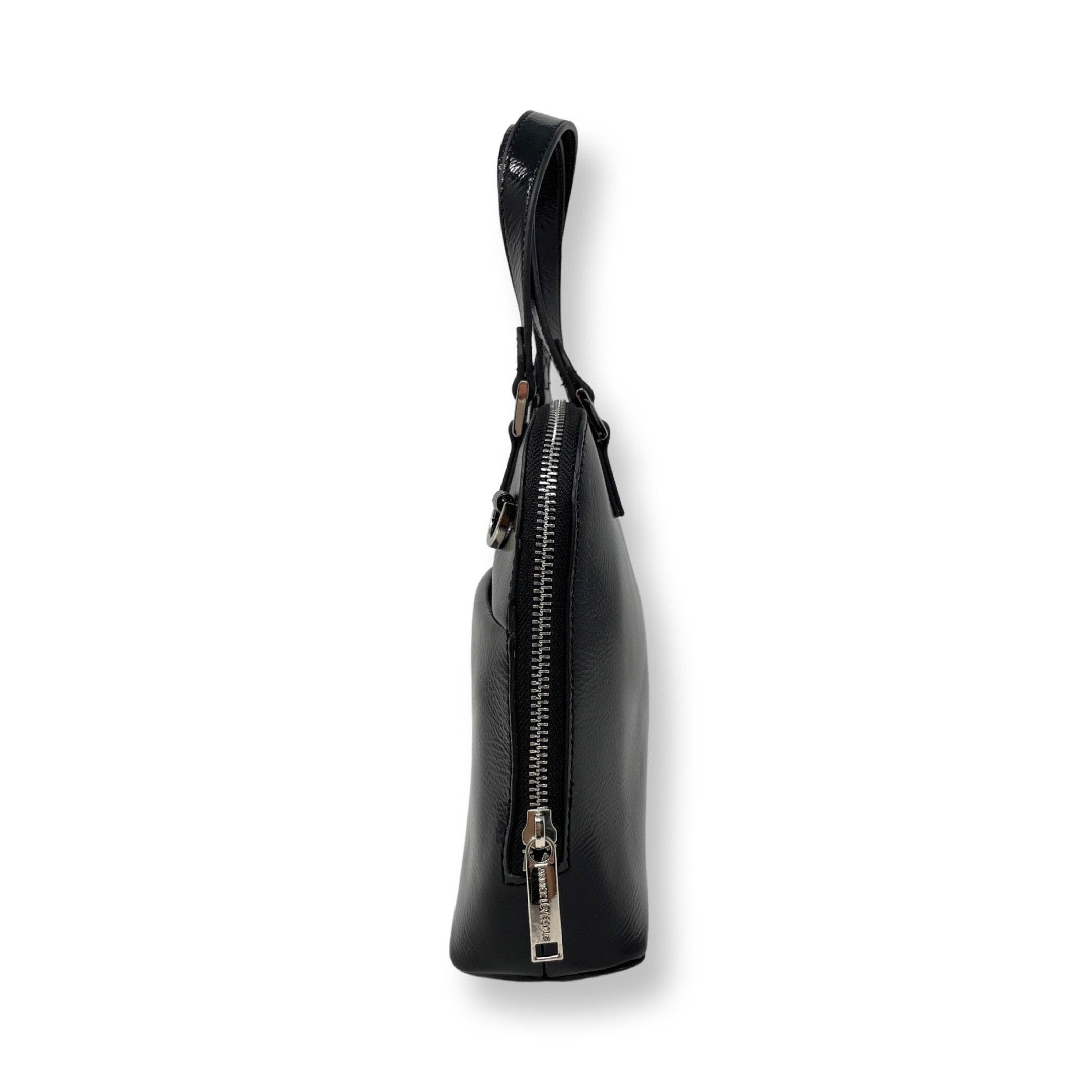 Sac à Main en Cuir Vernis Noir | Justine