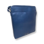 Sac d’ordinateur en cuir à bandoulière bleu marine | MalKa