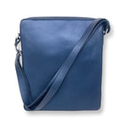 Sac d’ordinateur en cuir à bandoulière bleu marine | MalKa