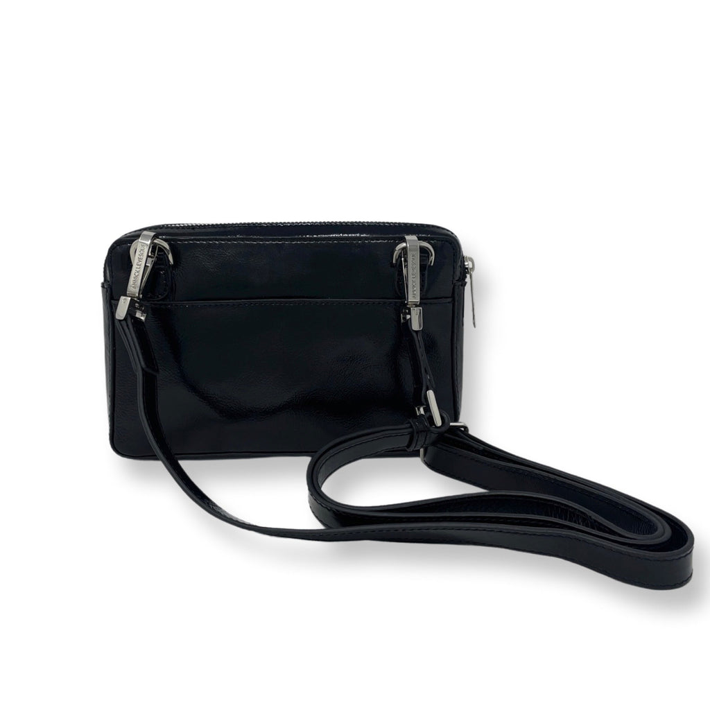 Petit sac bandoulière en Cuir Vernis souple Noir, Annie - PRÉCOMMANDE