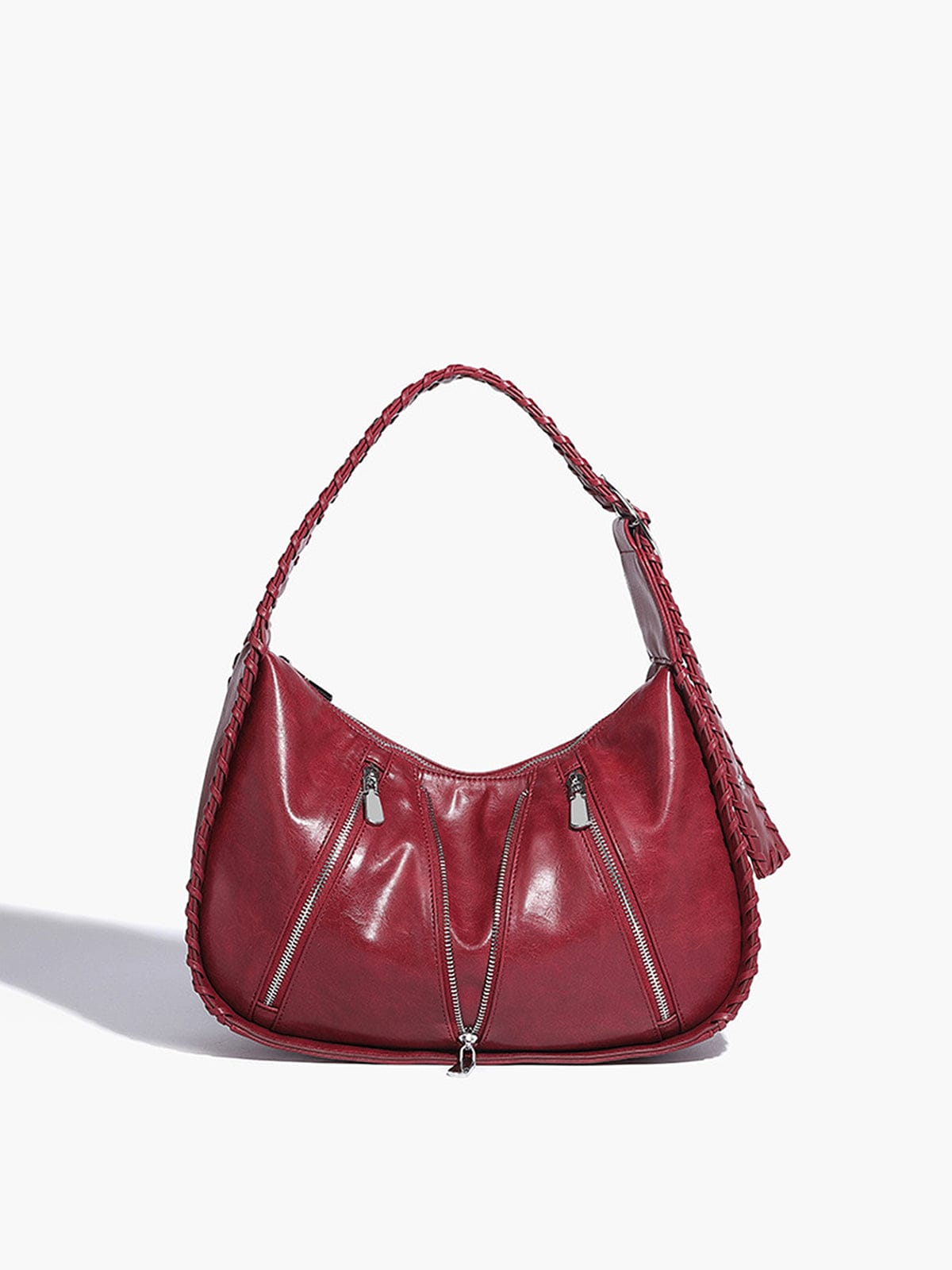 Amelia | Chic Zippered Leather Hobo Bag – Modern & Stylish