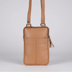 Greenwood Leather Compact Mini Crossbody. Slim Full-Grain Leather Phone Bag & Travel Organizer