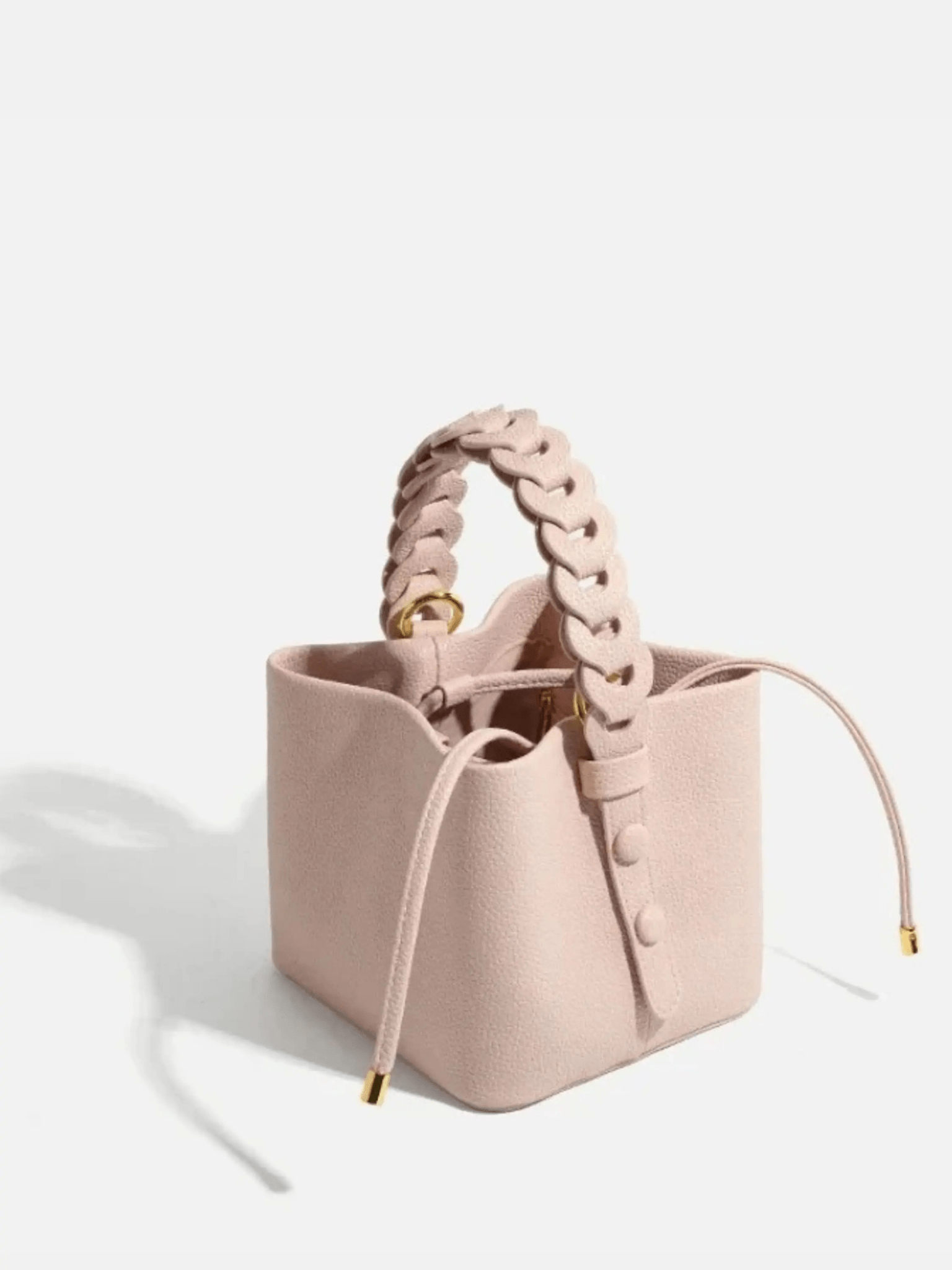 Elara | Blush Pink Braided Handle Tote – Chic & Timeless