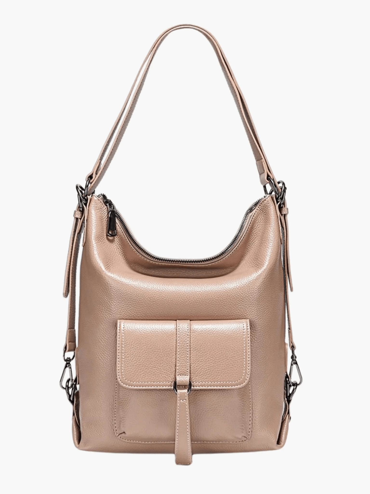 Lirienne | Chic Taupe Convertible Shoulder Bag – Versatile Elegance