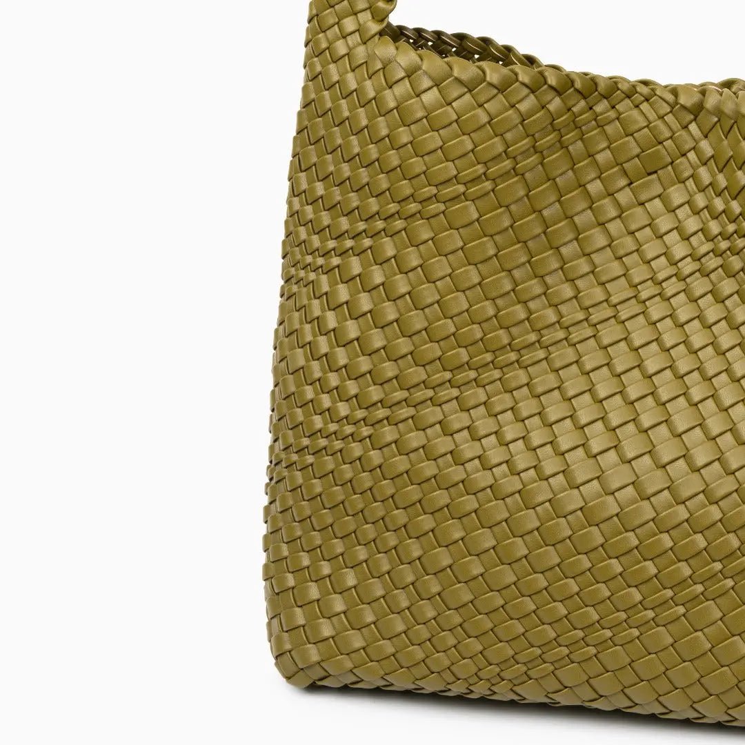 Charlotte | Elegant Leather Woven Bucket Bag – Spacious Shoulder Handbag for Women