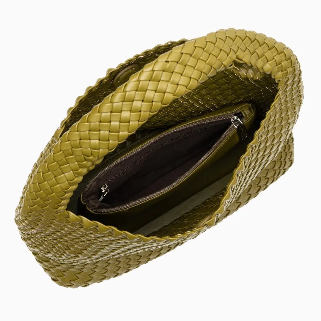 Charlotte | Elegant Leather Woven Bucket Bag – Spacious Shoulder Handbag for Women