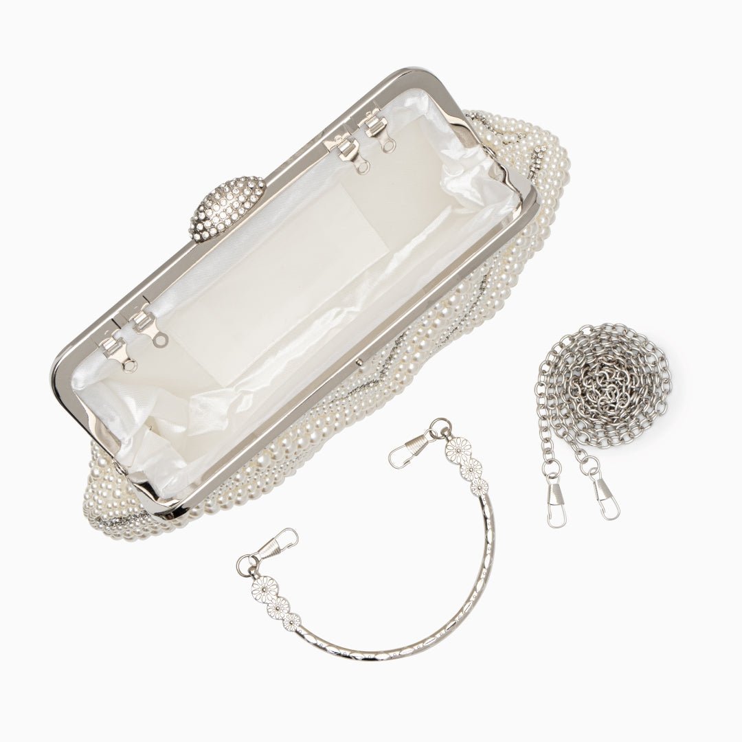 Orliana | Pearl & Crystal Embellished Evening Clutch – Timeless Grace