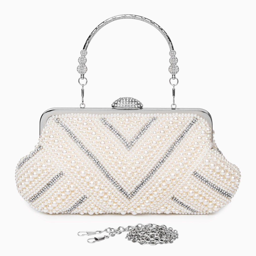 Orliana | Pearl & Crystal Embellished Evening Clutch – Timeless Grace