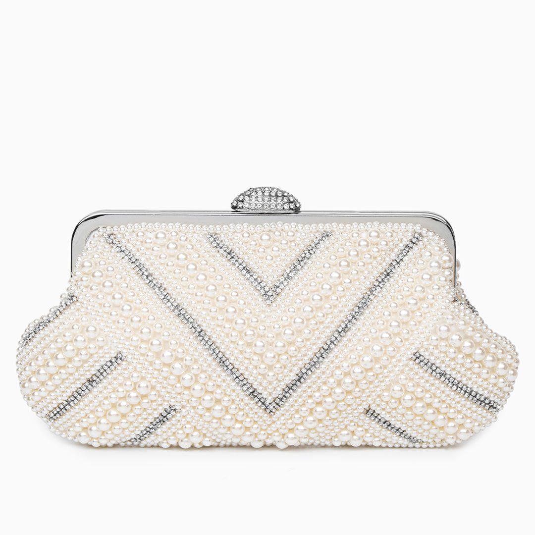 Orliana | Pearl & Crystal Embellished Evening Clutch – Timeless Grace