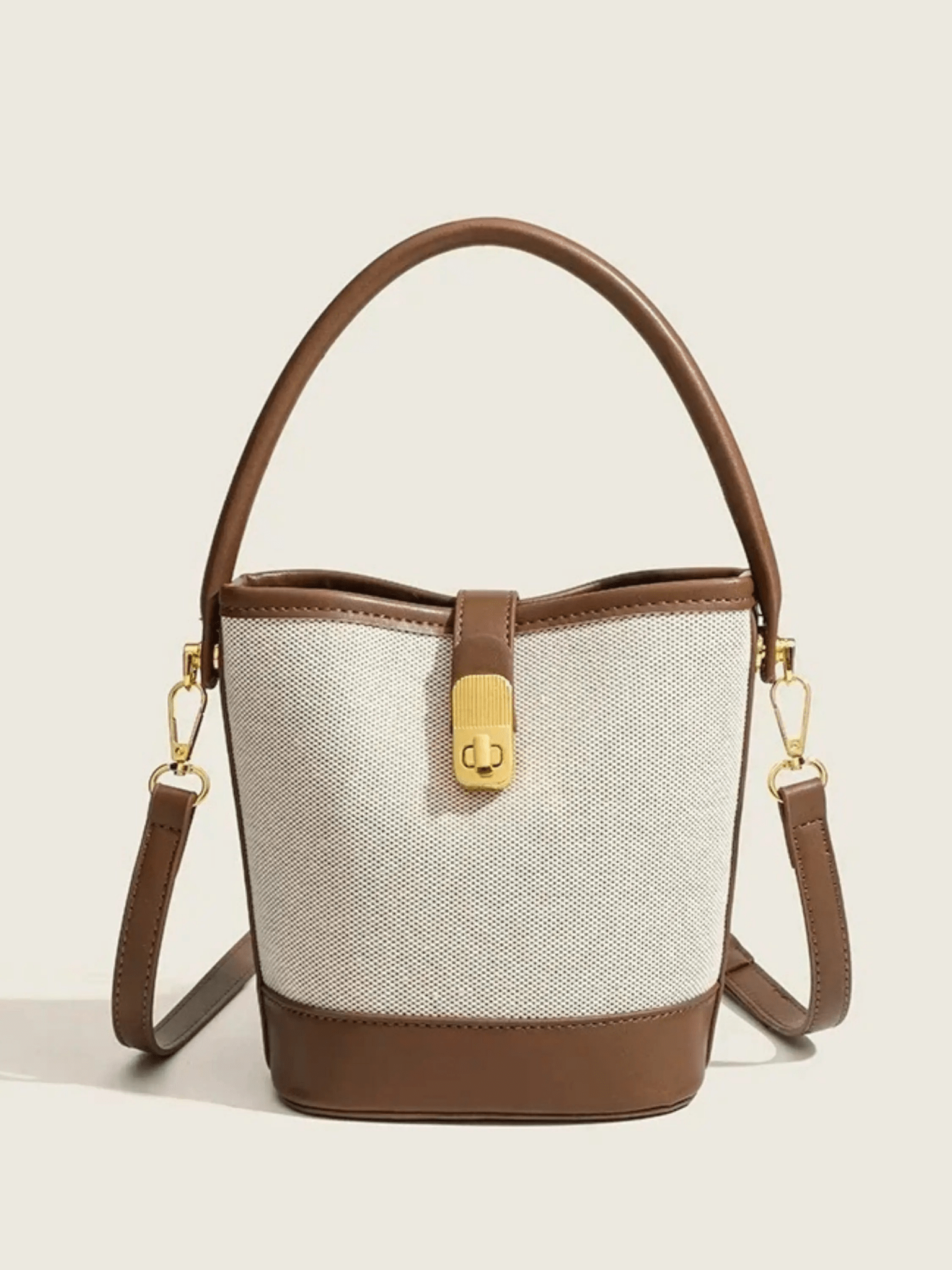 Isla | Elegant Canvas & Leather Bucket Bag – Chic & Versatile