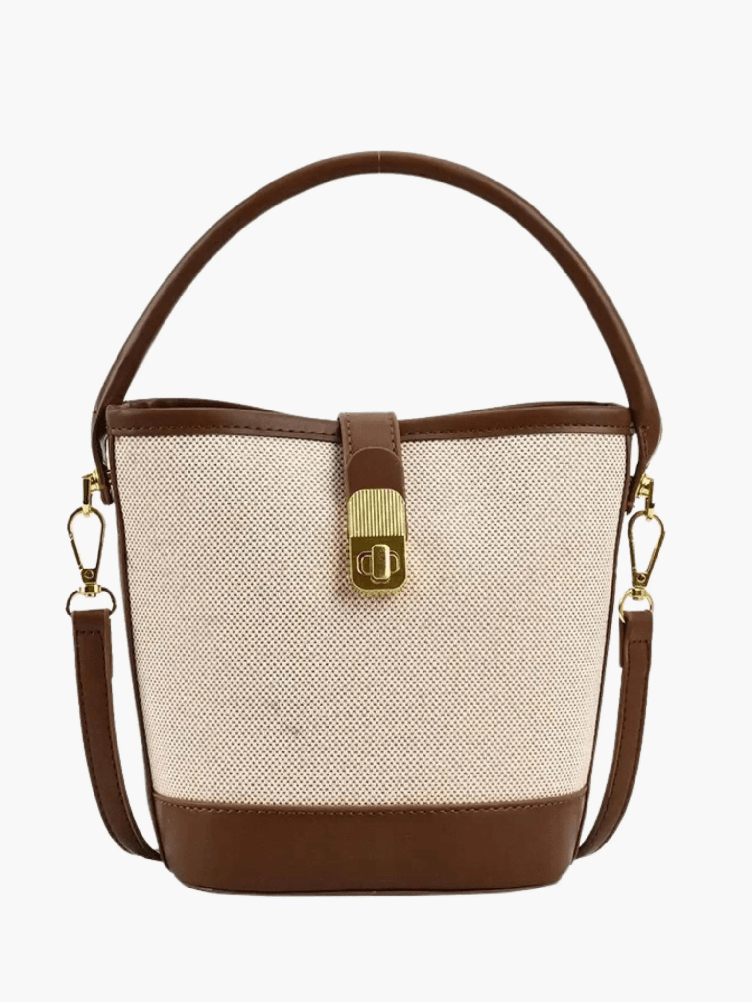 Isla | Elegant Canvas & Leather Bucket Bag – Chic & Versatile