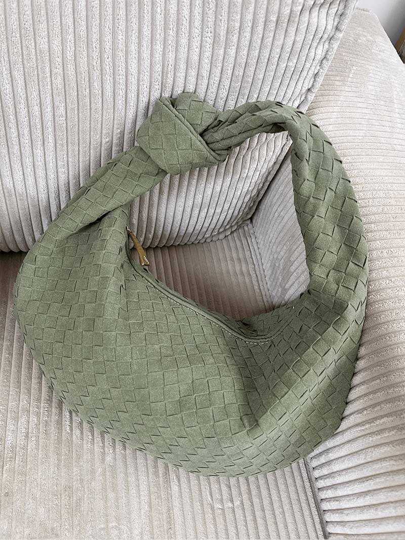 Florence Woven Suede Handbag – Designer-Inspired Bag with Knotted Handle