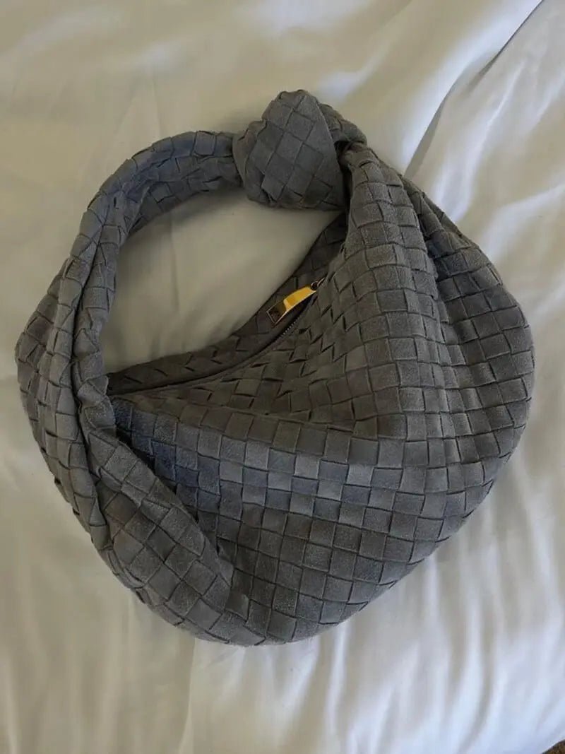 Florence Woven Suede Handbag – Designer-Inspired Bag with Knotted Handle