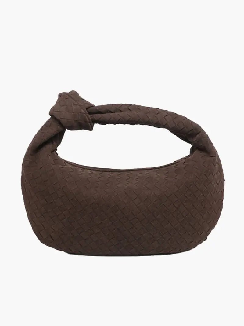 Florence Woven Suede Handbag – Designer-Inspired Bag with Knotted Handle