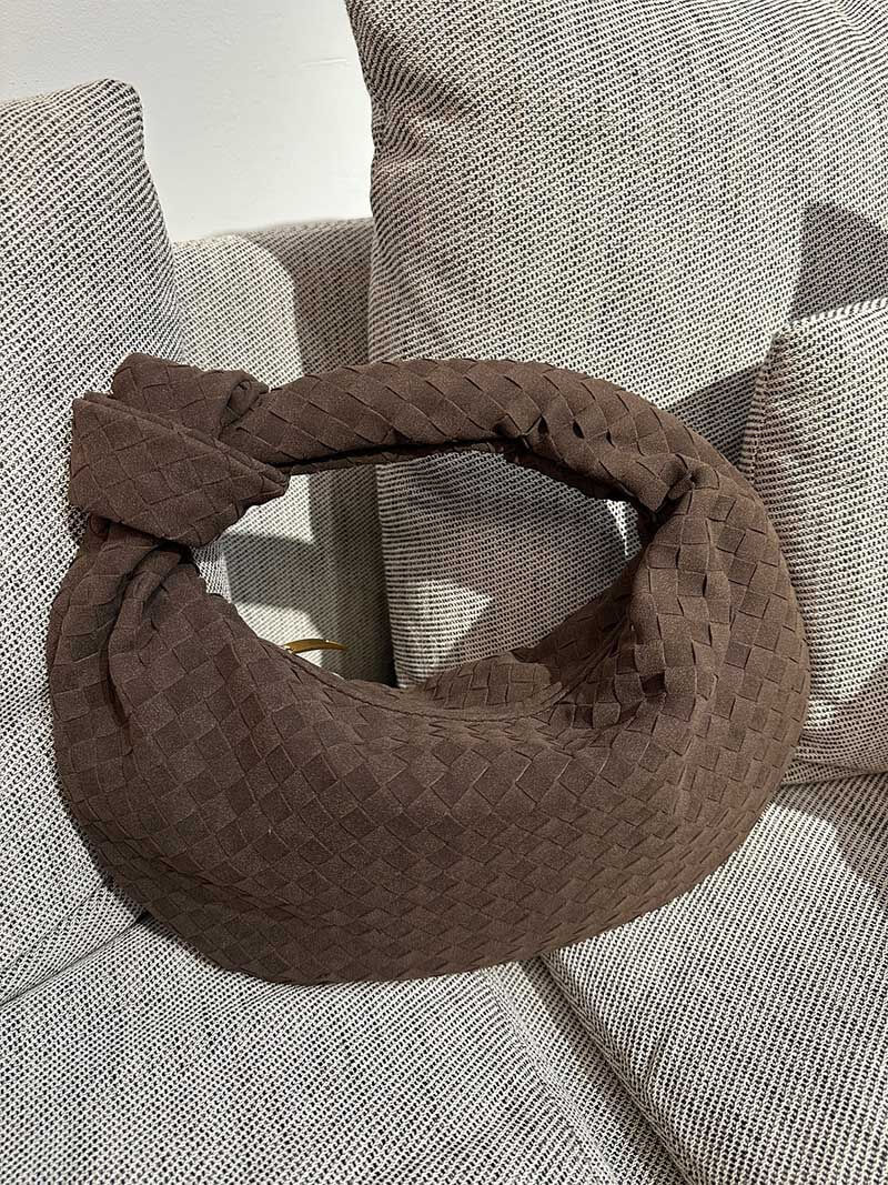 Florence Woven Suede Handbag – Designer-Inspired Bag with Knotted Handle