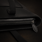 Classic Black Leather Tote Bag