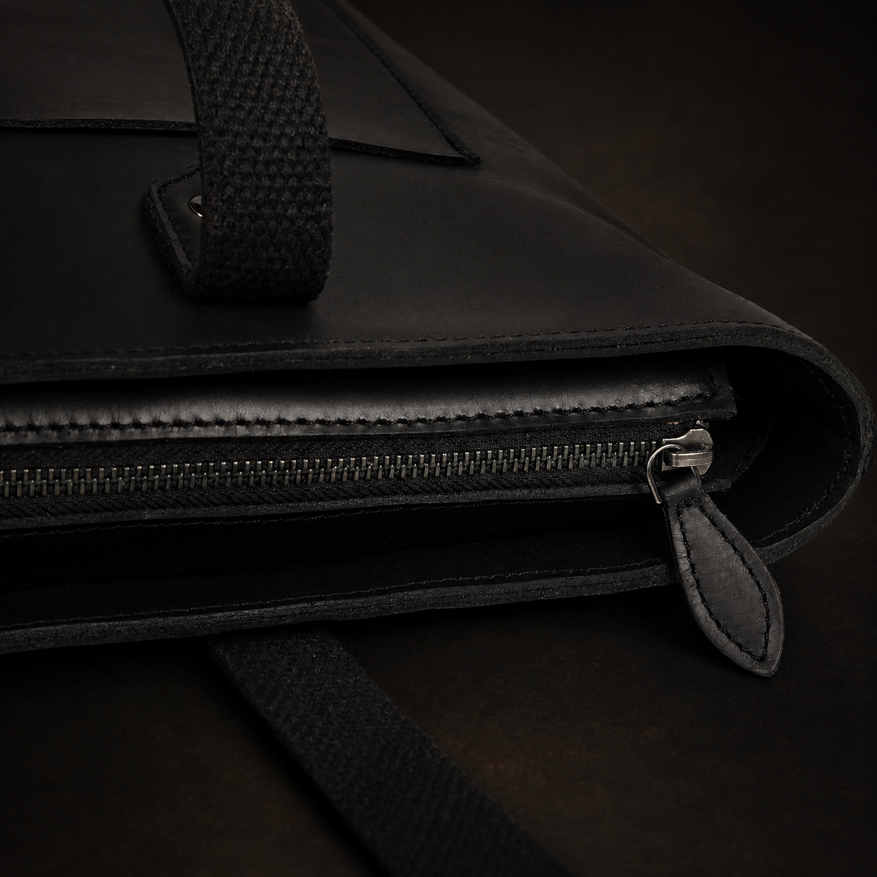 Classic Black Leather Tote Bag