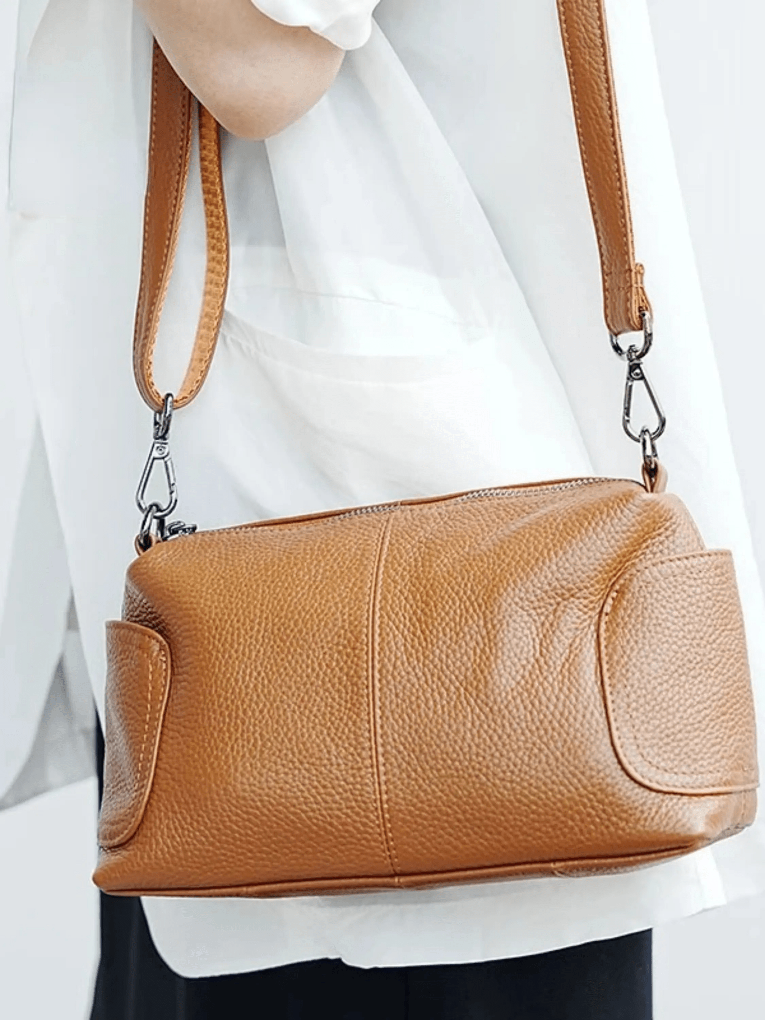 Margot | Luxe Brown Leather Crossbody Bag – Classic & Versatile