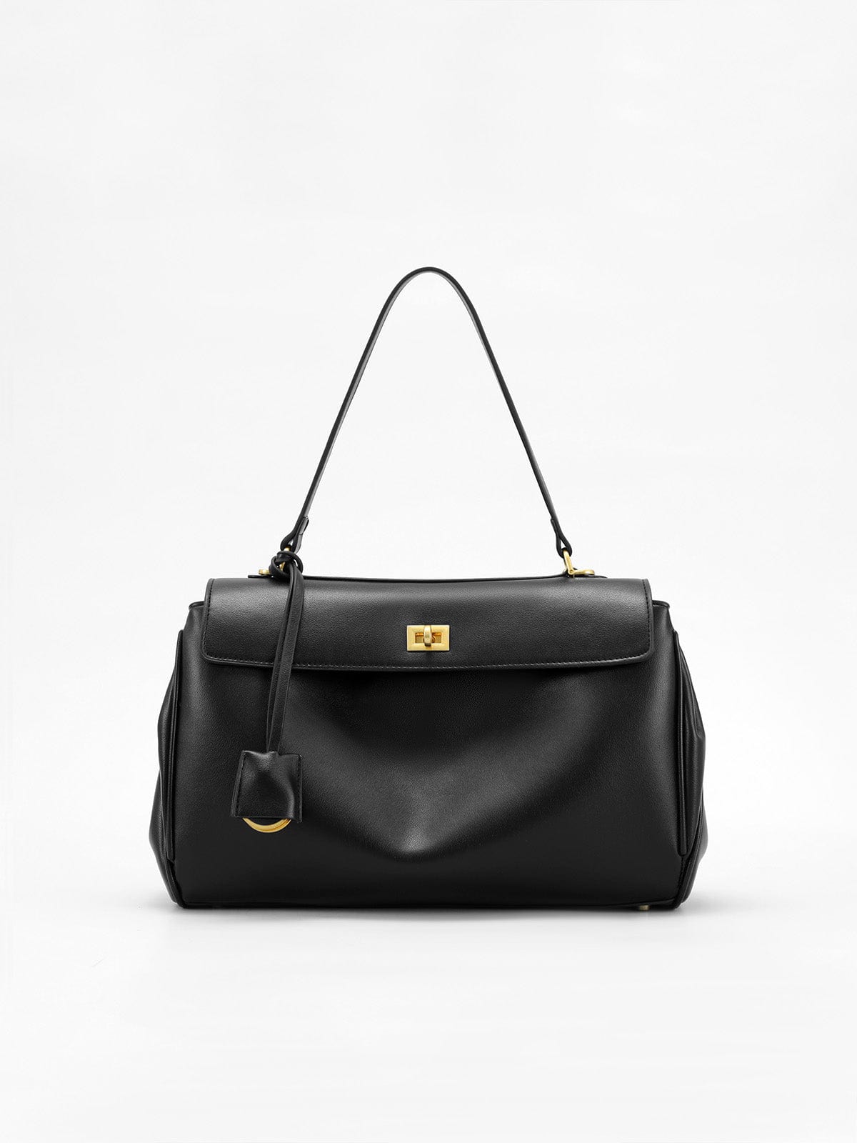 Amelia | Black Structured Leather Handbag – Elegant & Timeless