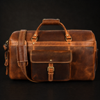 The Voyager Duffle - Cognac Full-Grain Distressed Leather Duffle Bag