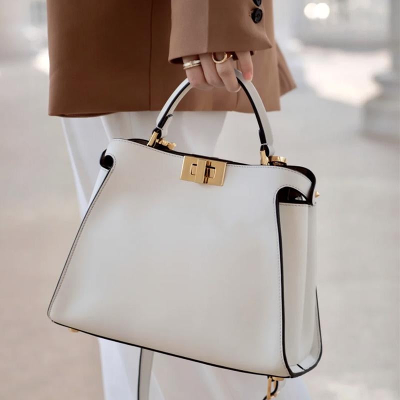 Xylora | White Structured Leather Tote – Elegant & Timeless