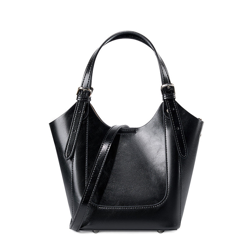 Ylani | Chic Black Leather Bucket Bag