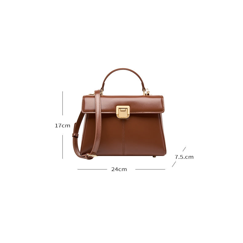 Marcelline | Elegant Black Leather Top-Handle Bag – Classic Luxury & Versatility