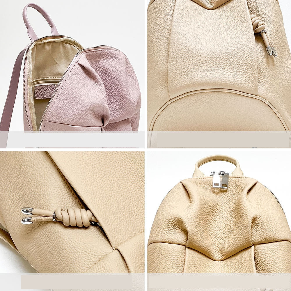 Quilla | Minimalist Beige Leather Backpack – Sleek, Modern & Functional
