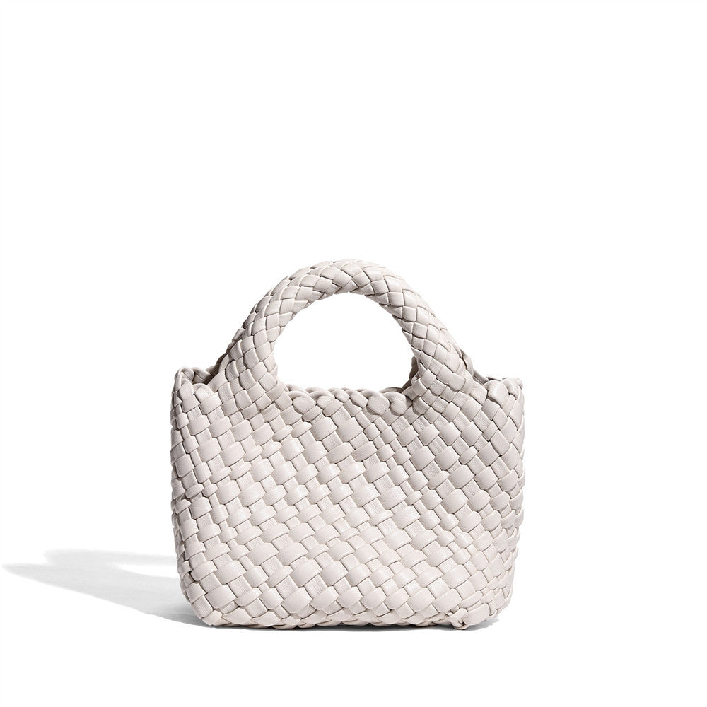 Alethea | White Woven Leather Handbag – Effortless Chic & Sophistication