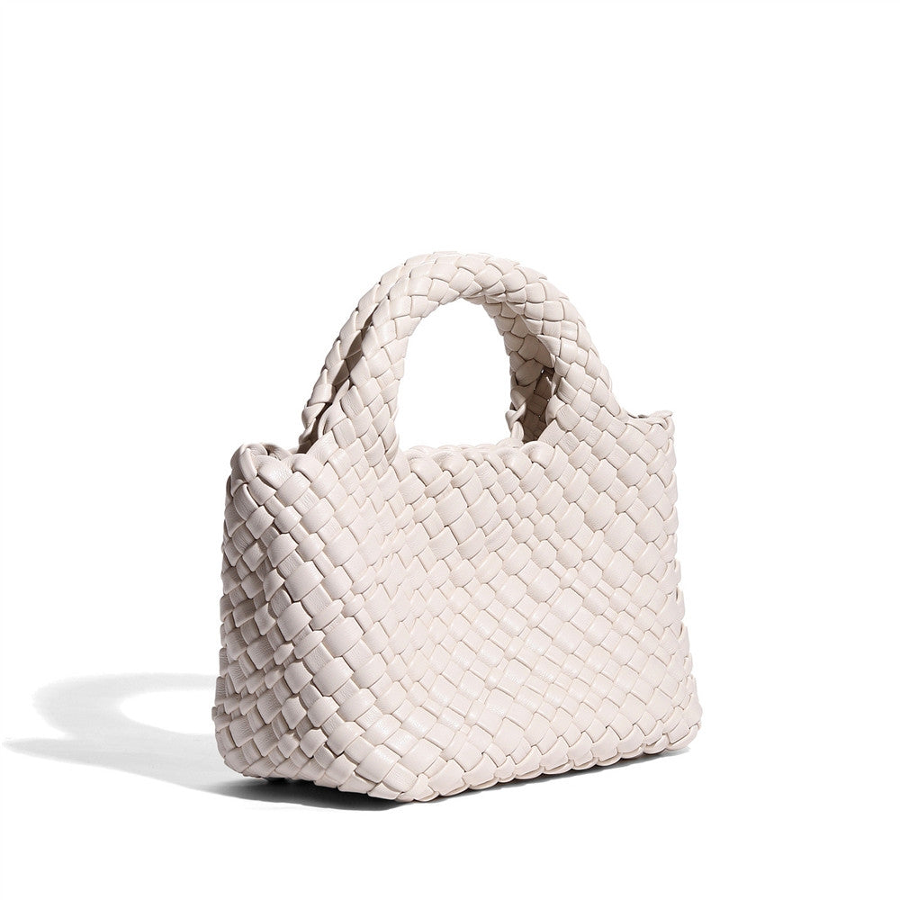 Alethea | White Woven Leather Handbag – Effortless Chic & Sophistication
