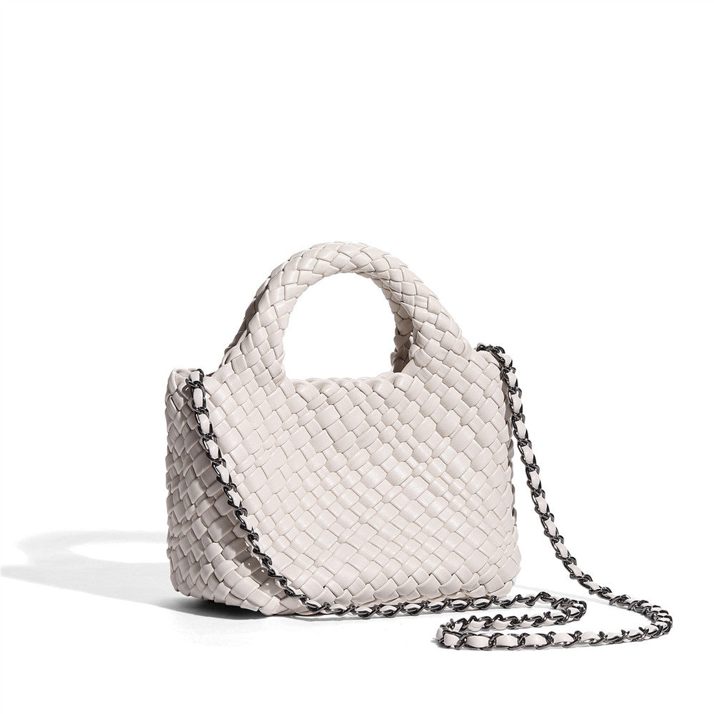 Alethea | White Woven Leather Handbag – Effortless Chic & Sophistication
